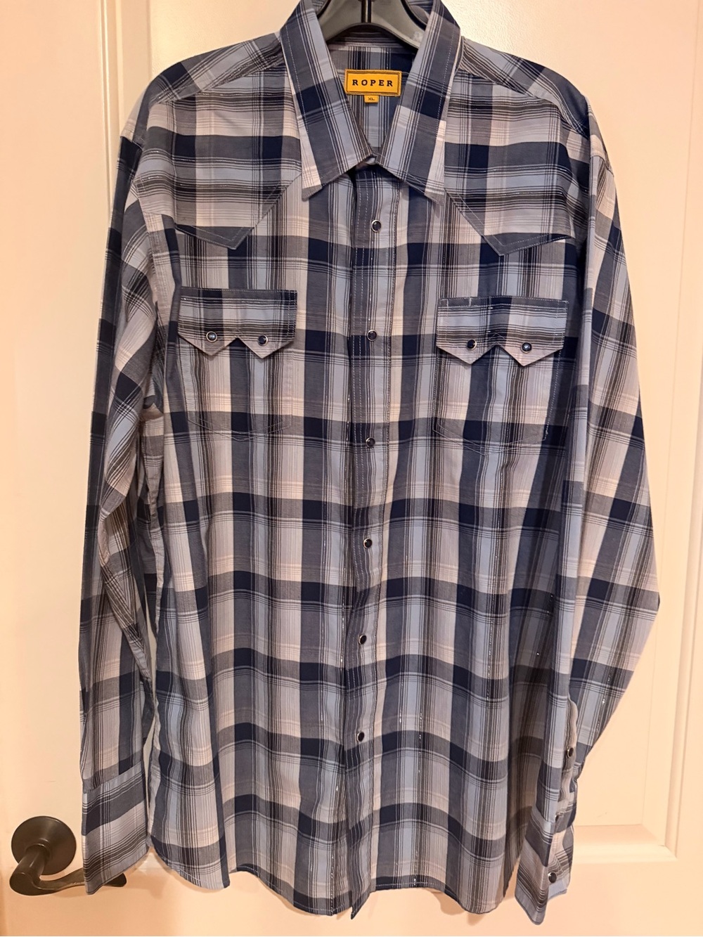 Roper Men's Blue Plaid Western Shirt Size XL Dressy Cowboy EUC